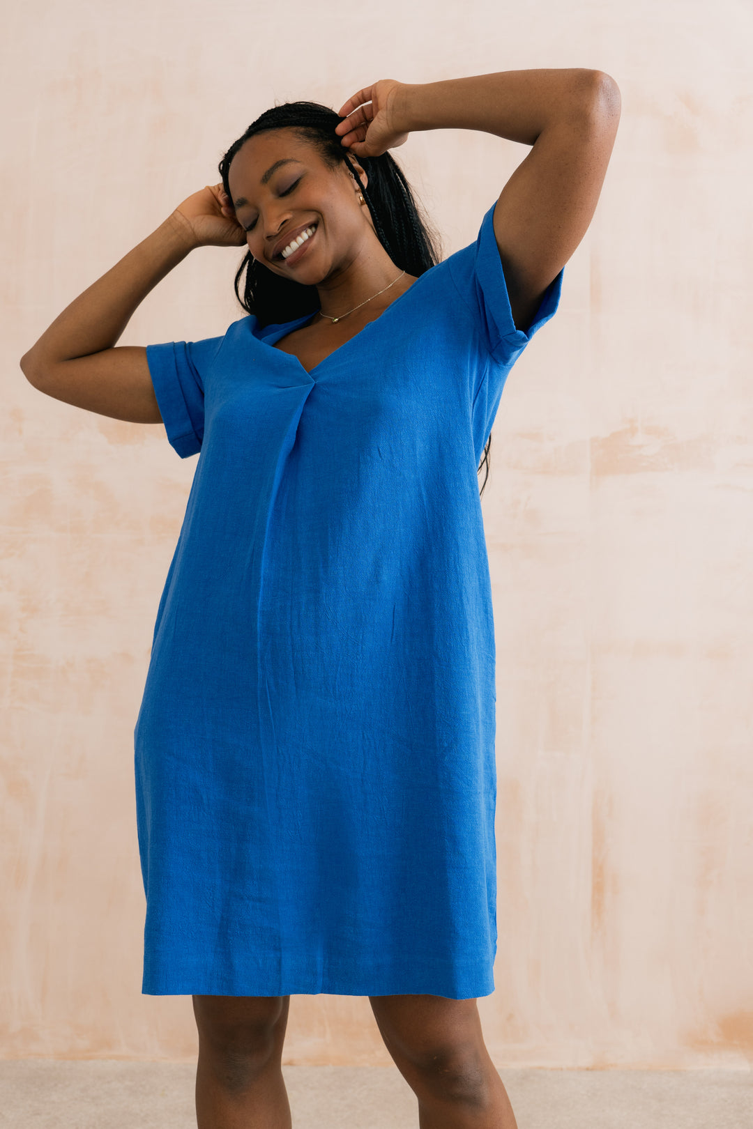 Lily &amp; Me LM26126 Cobalt Linen Dress at Shirley Allum