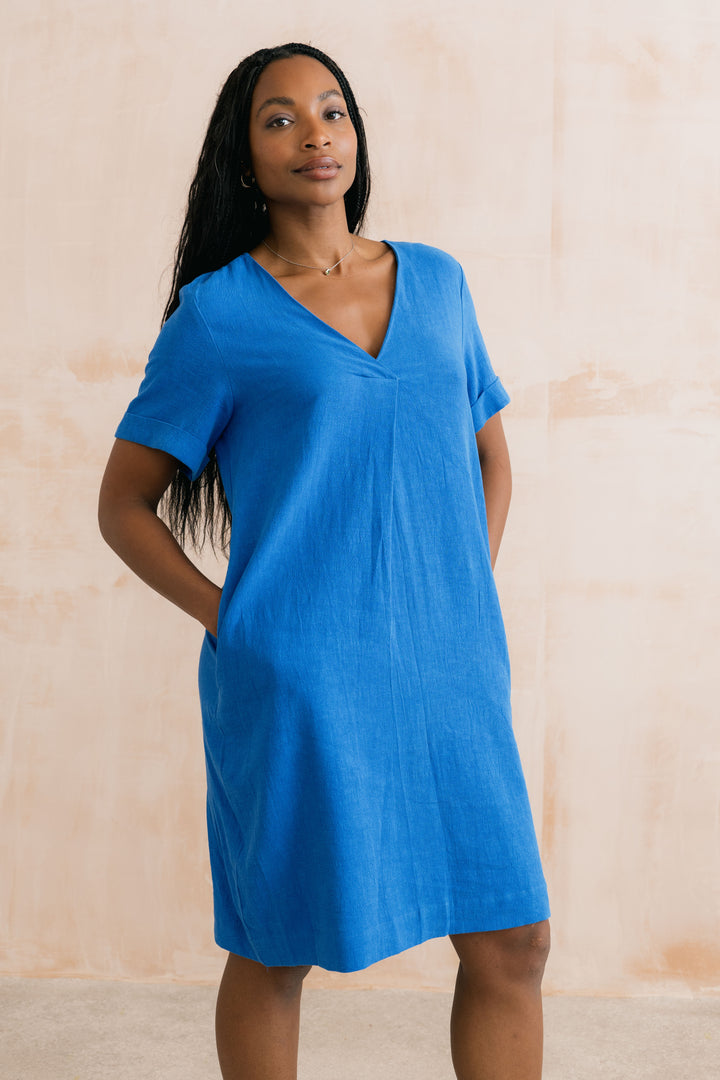 Lily &amp; Me LM26126 Cobalt Linen Dress at Shirley Allum