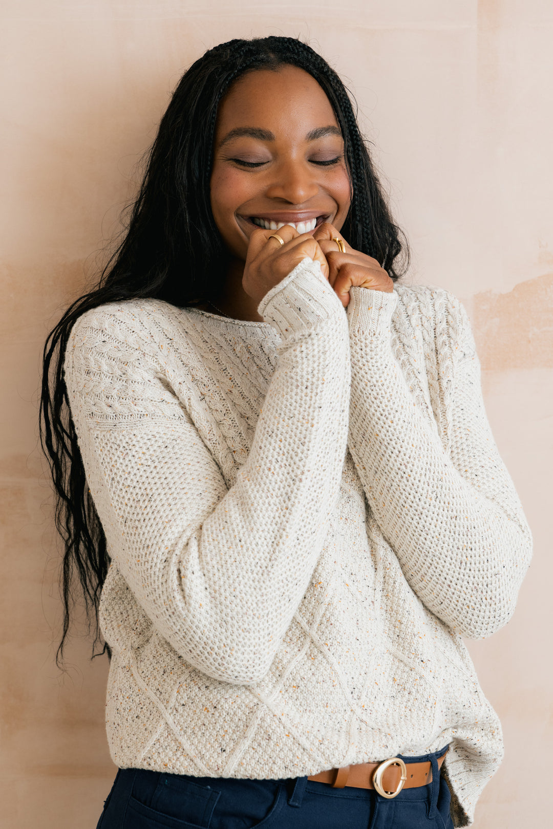 Lily & Me LM26143 Bryony Ecru Jumper Fleck Knit