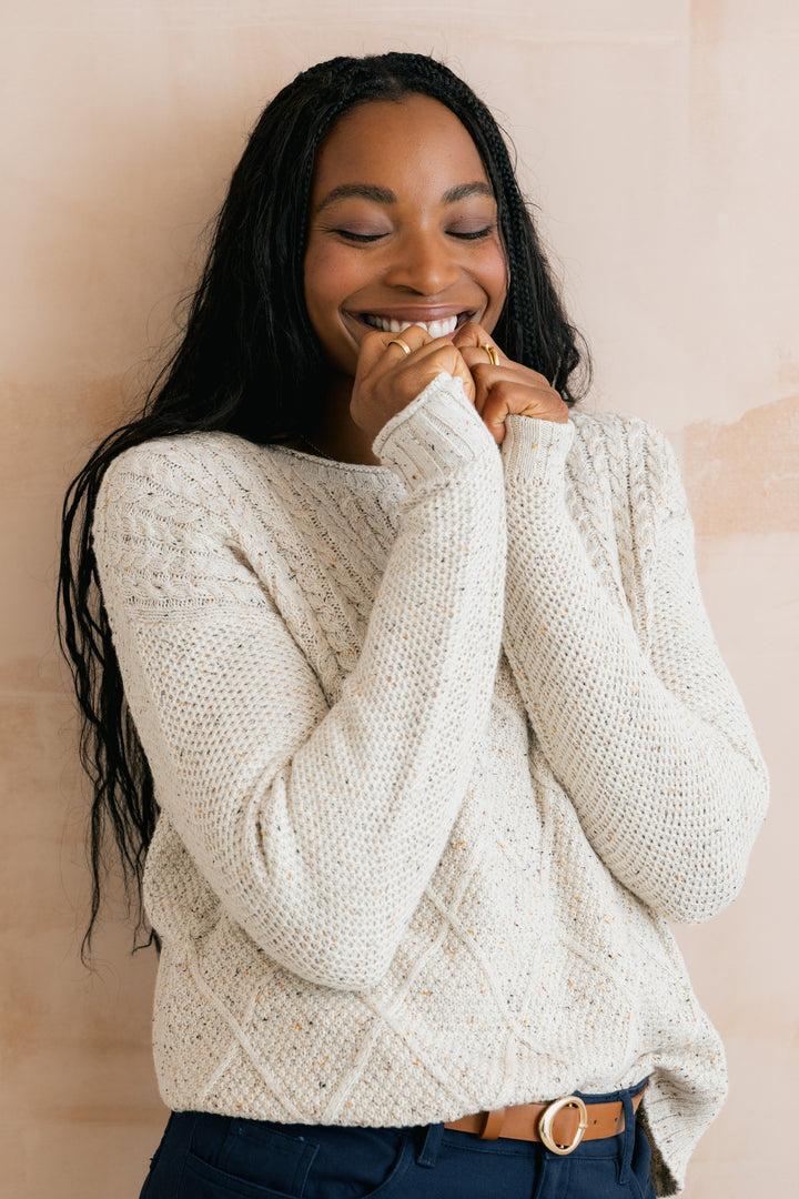 Lily & Me LM26143 Bryony Ecru Jumper Fleck Knit