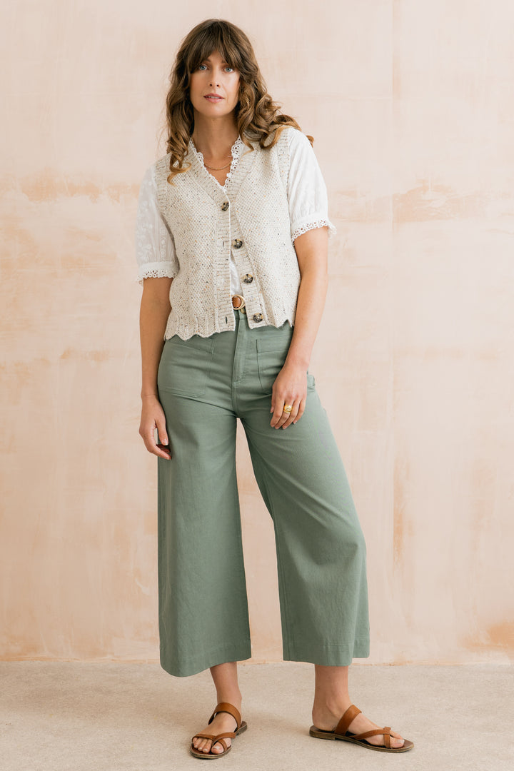 Lily &amp; Me LM26145 Celandine Ecru Waistcoat Cardigan Fleck Knit