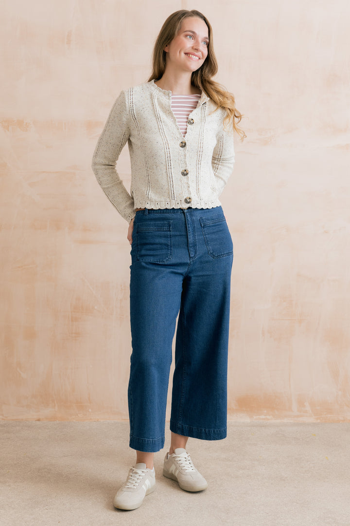 Lily & Me LM26146 Jasmine Ecru Cardigan Fleck Knit