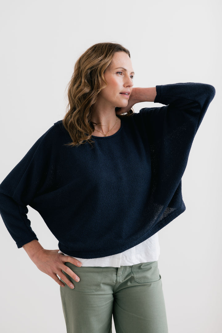 Lily & Me LM26154 Navy Penny Jumper Plain Knit