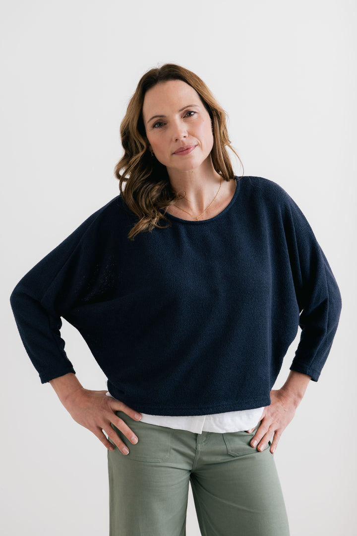 Lily & Me LM26154 Navy Penny Jumper Plain Knit