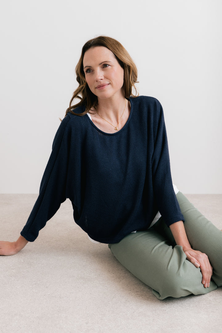 Lily & Me LM26154 Navy Penny Jumper Plain Knit
