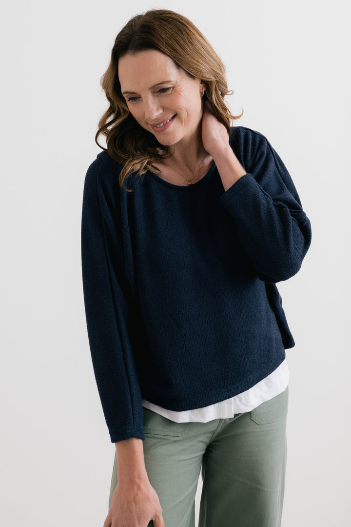 Lily & Me LM26154 Navy Penny Jumper Plain Knit