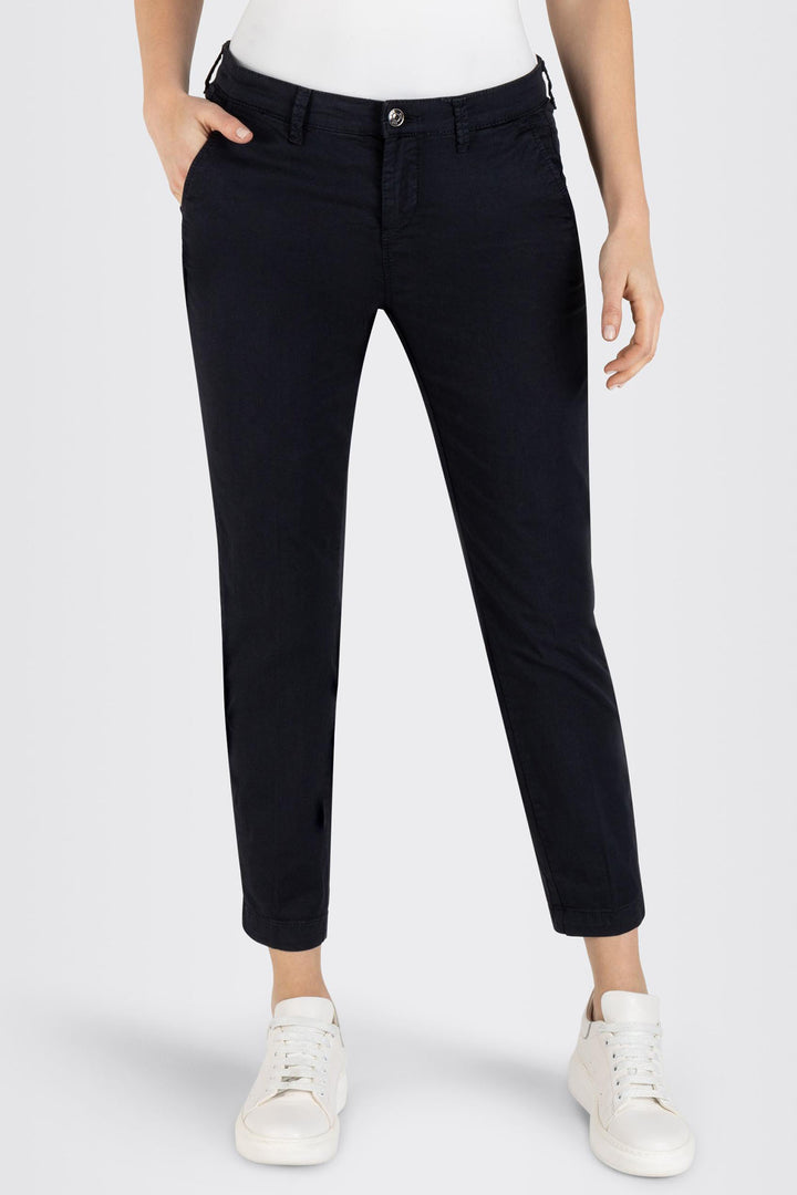 Mac 3075-00-0434L 198R Dark Blue Authentic Stretch Gabardine Turn Up Chino Trousers - Shirley Allum Boutique