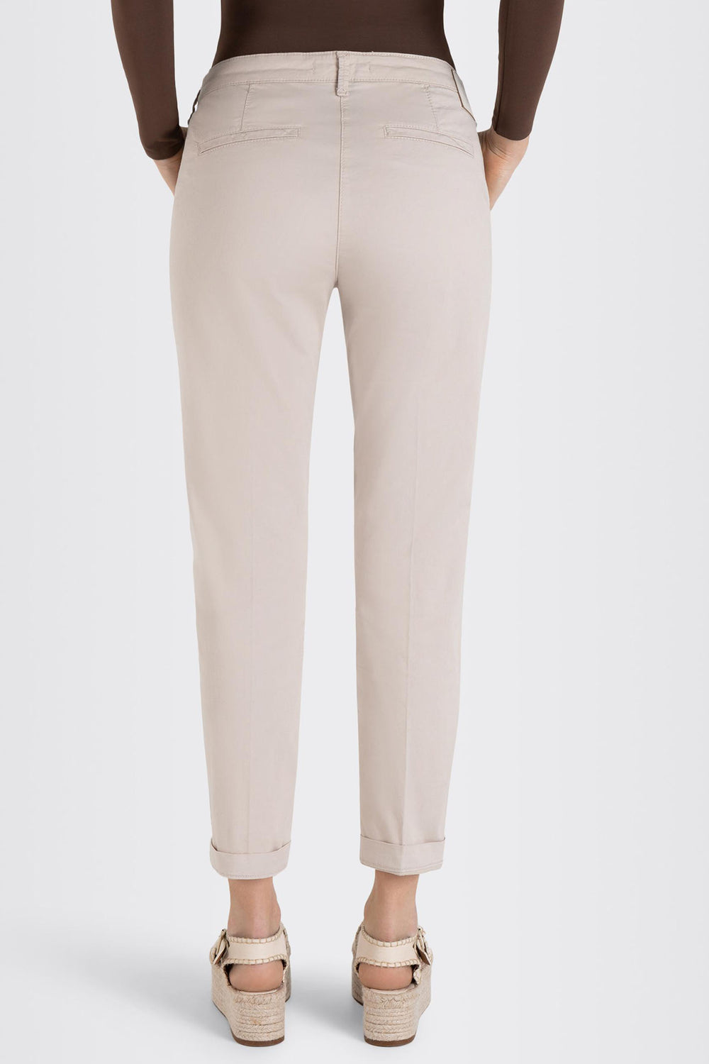 Mac 3075-00-0434L 208R Ivory Authentic Stretch Gabardine Turn Up Chino Trousers - Shirley Allum Boutique