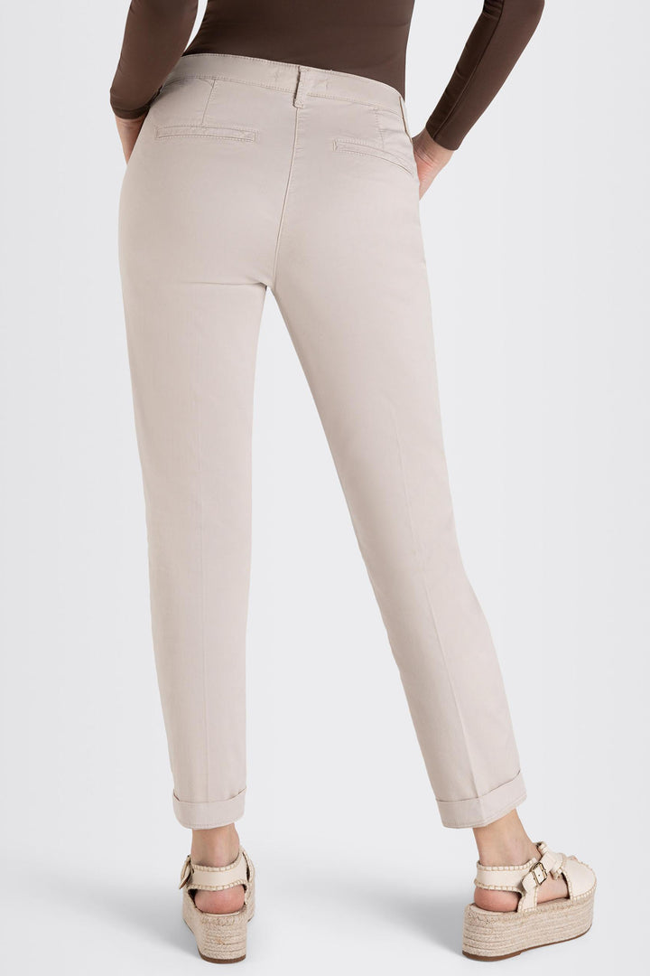 Mac 3075-00-0434L 208R Ivory Authentic Stretch Gabardine Turn Up Chino Trousers - Shirley Allum Boutique