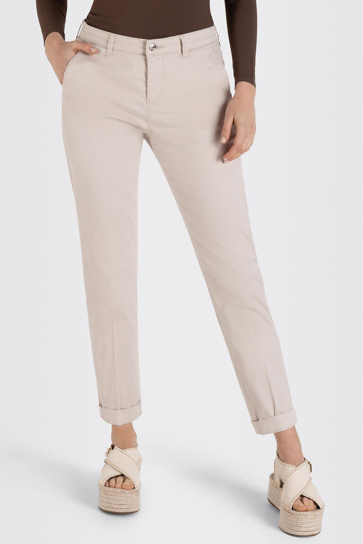 Mac 3075-00-0434L 208R Ivory Authentic Stretch Gabardine Turn Up Chino Trousers - Shirley Allum Boutique