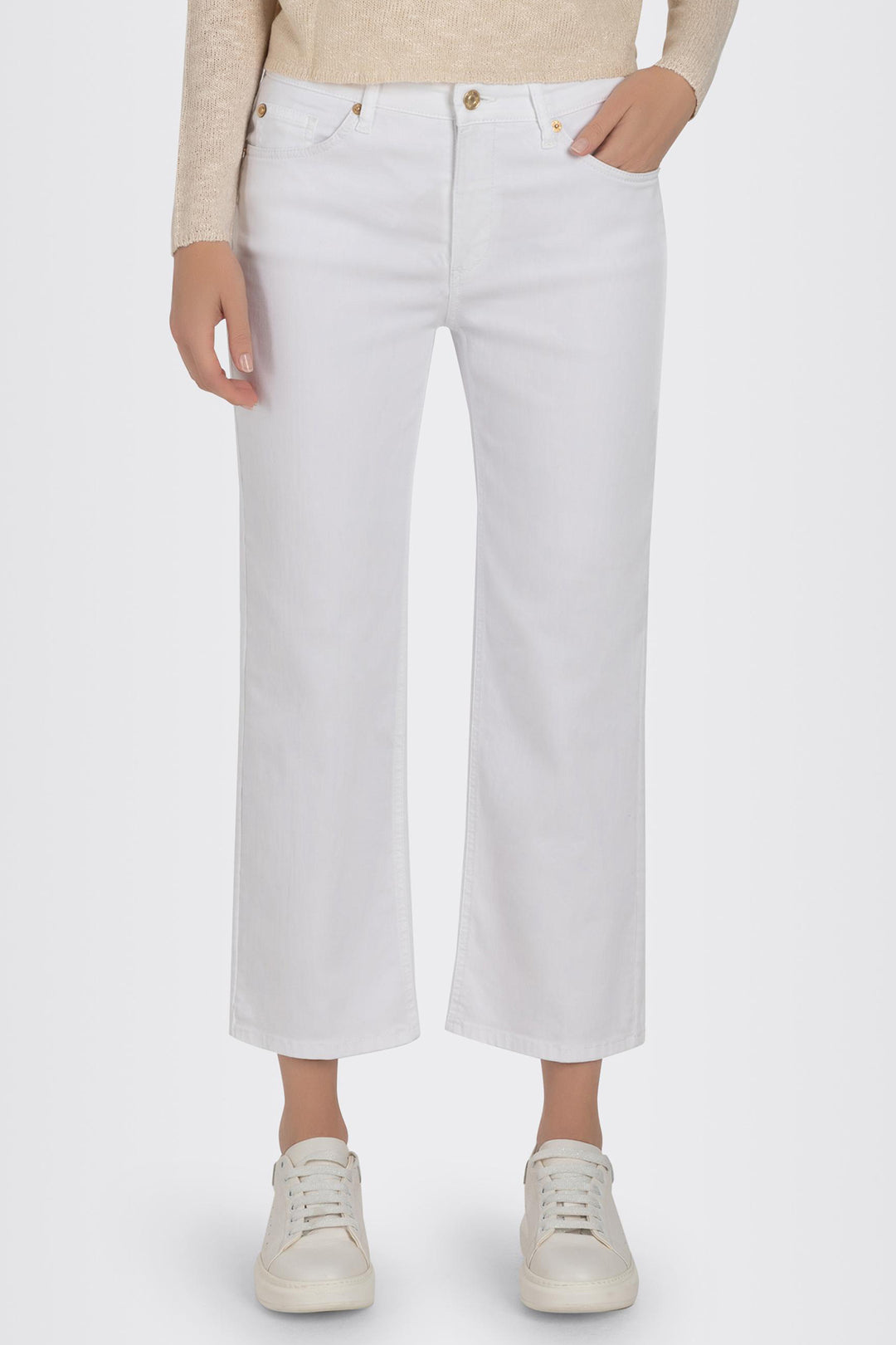 Mac 5984-9B-0391L D010 White Lightweight Denim Culotte Jeans