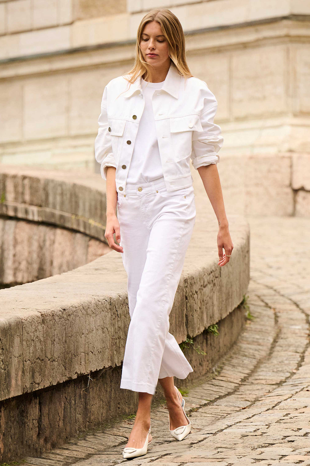 Mac 5984-9B-0391L D010 White Lightweight Denim Culotte Jeans