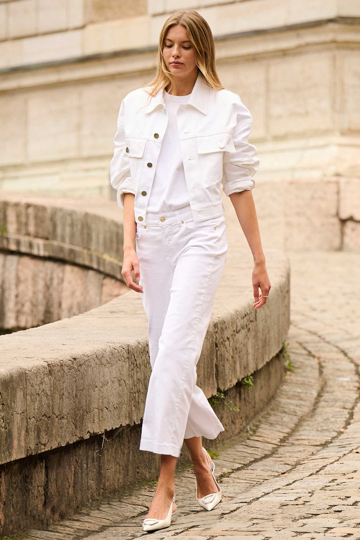 Mac 5984-9B-0391L D010 White Lightweight Denim Culotte Jeans