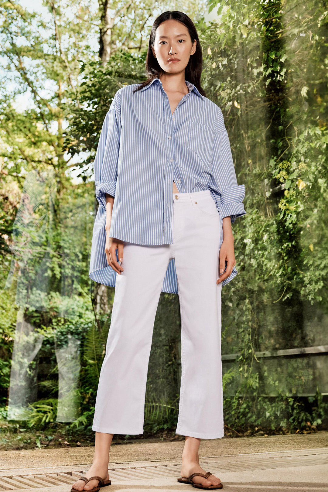 Mac 5984-9B-0391L D010 White Lightweight Denim Culotte Jeans
