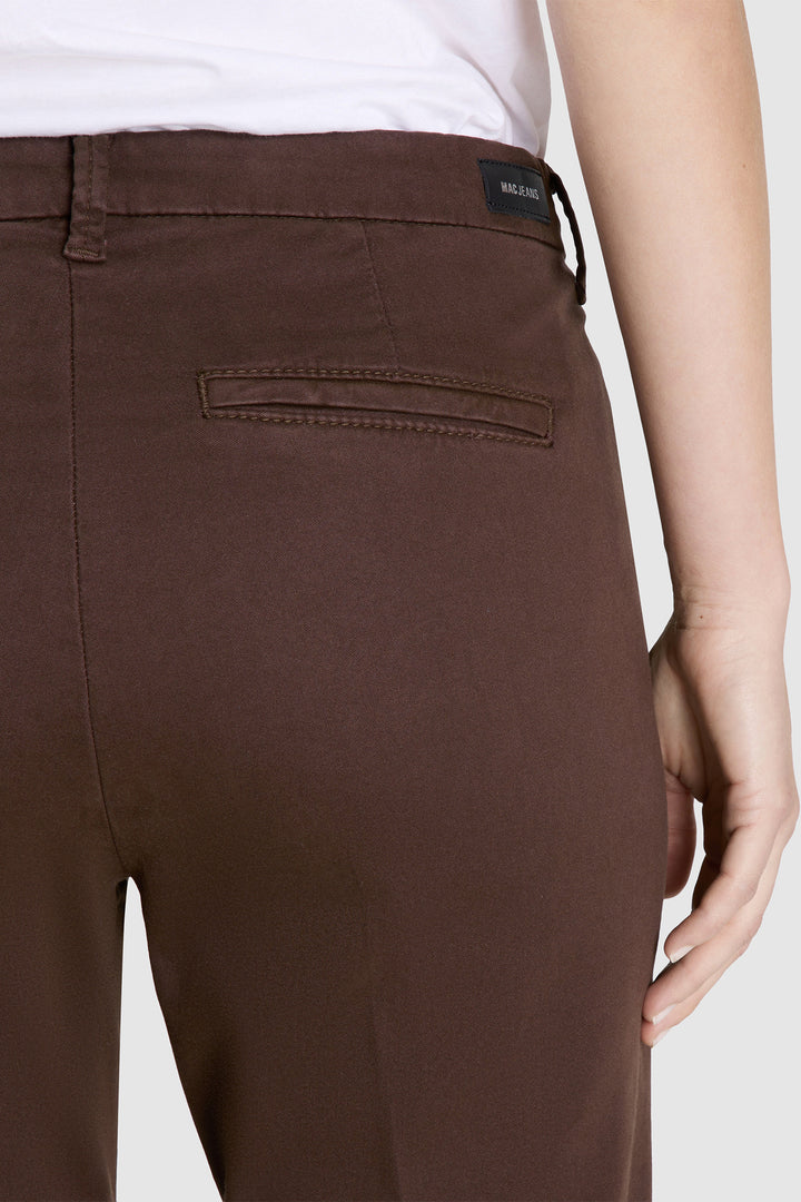 Mac Chino Brown Turn Up Trousers 3075-00-0431L 293R, back pocket detail worn