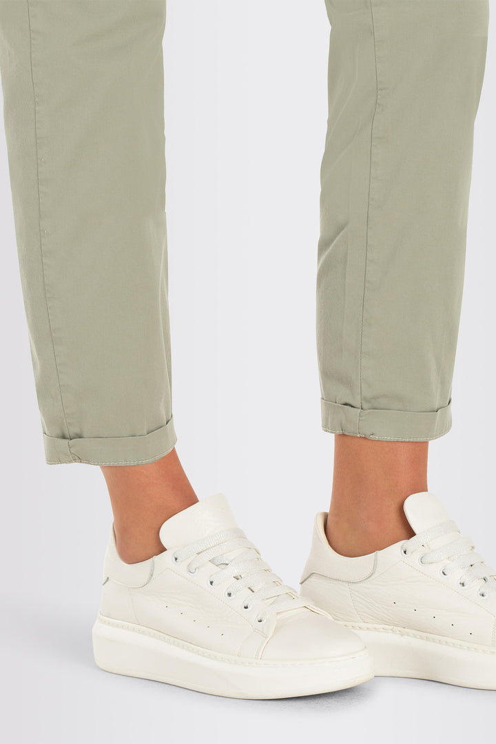 Mac Chino Turn Up Trousers Stretch Gabardine Dried Rosemary 3075-00-0434L 343R - Shirley Allum Boutique
