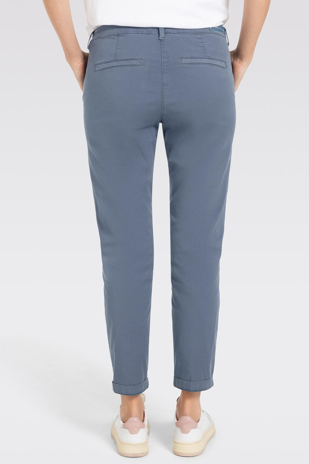 Mac Chino Turn Up Trousers Stretch Gabardine Grisaille 3075-00-0434L 176R - Shirley Allum Boutique