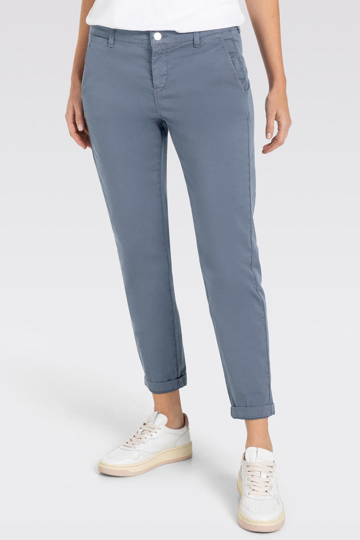 Mac Chino Turn Up Trousers Stretch Gabardine Grisaille 3075-00-0434L 176R - Shirley Allum Boutique