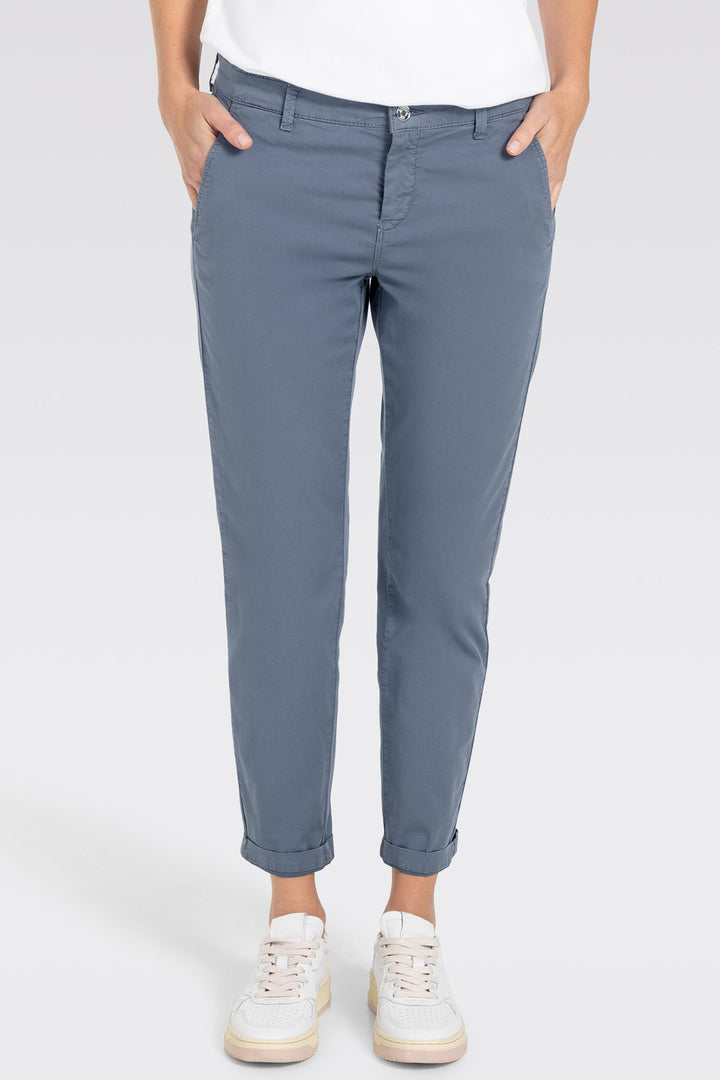 Mac Chino Turn Up Trousers Stretch Gabardine Grisaille 3075-00-0434L 176R - Shirley Allum Boutique