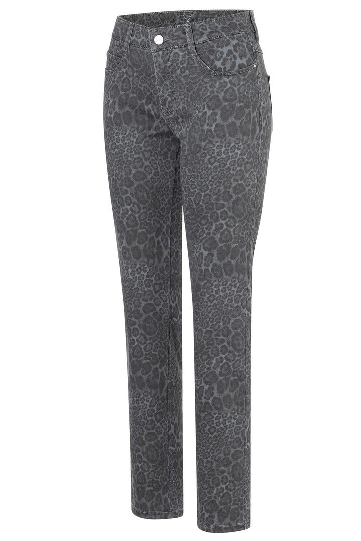 Gray leopard print pants on a white background