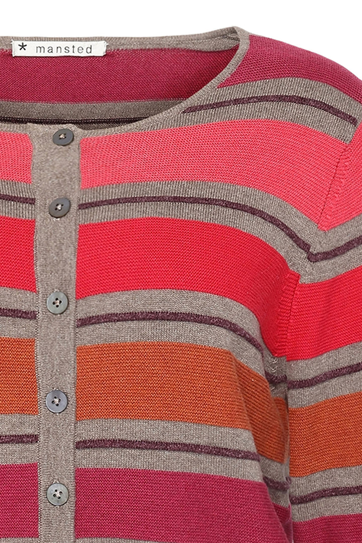 Mansted Cardigan Delia Rust Pink Stripe - Shirley Allum Boutique