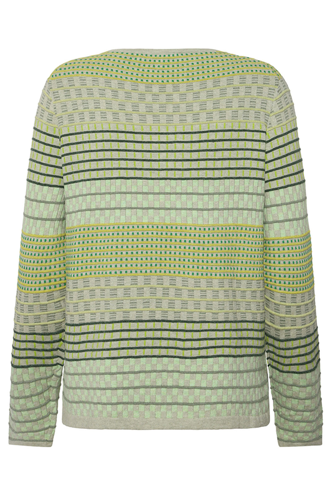 Mansted Hibiscus Sage Green Check Stripe Pattern Jumper - Shirley Allum Boutique