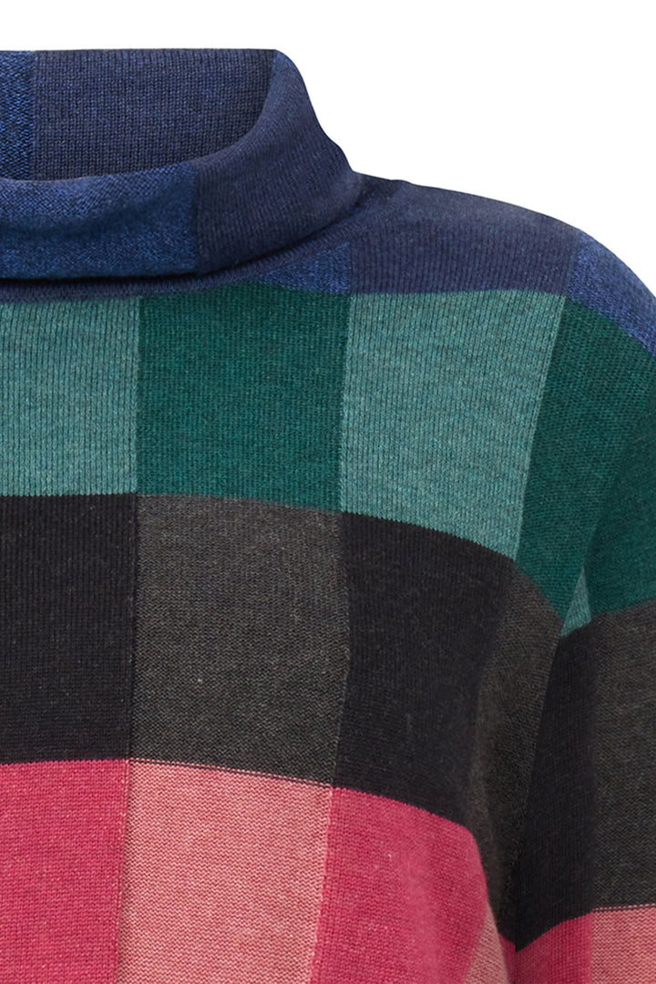 Mansted Jumper Lindi Black Multicolour Check Polo Neck - Shirley Allum Boutique