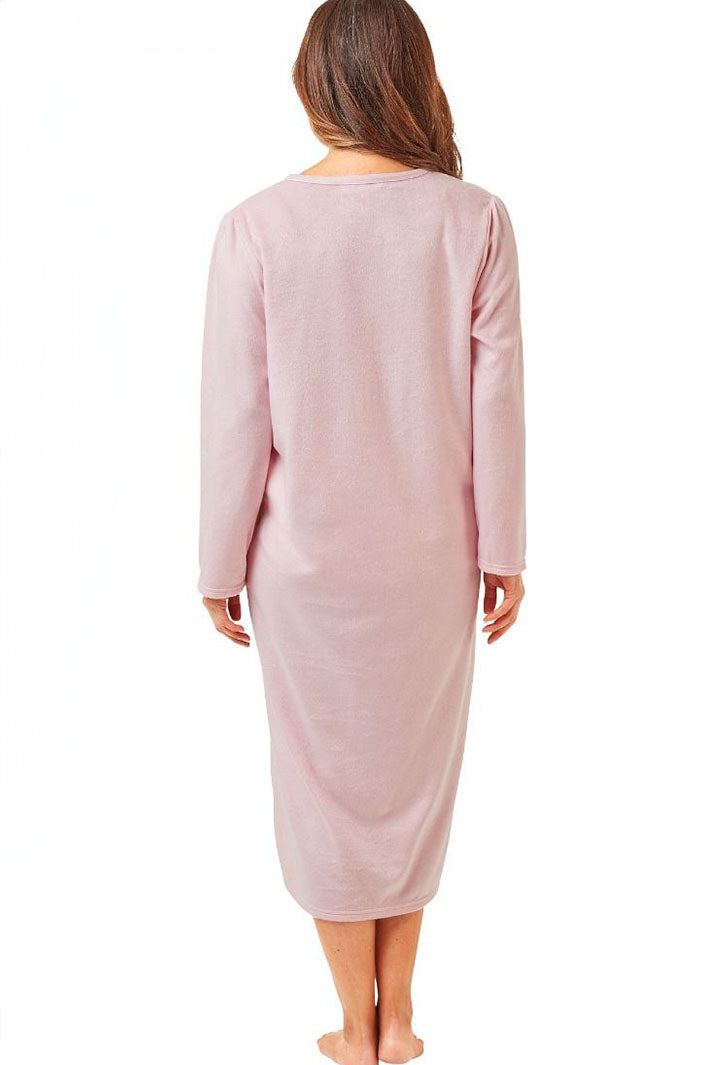 Marlon  Nightdress Plain Fleece Pink MA42448 - Shirley Allum Boutique