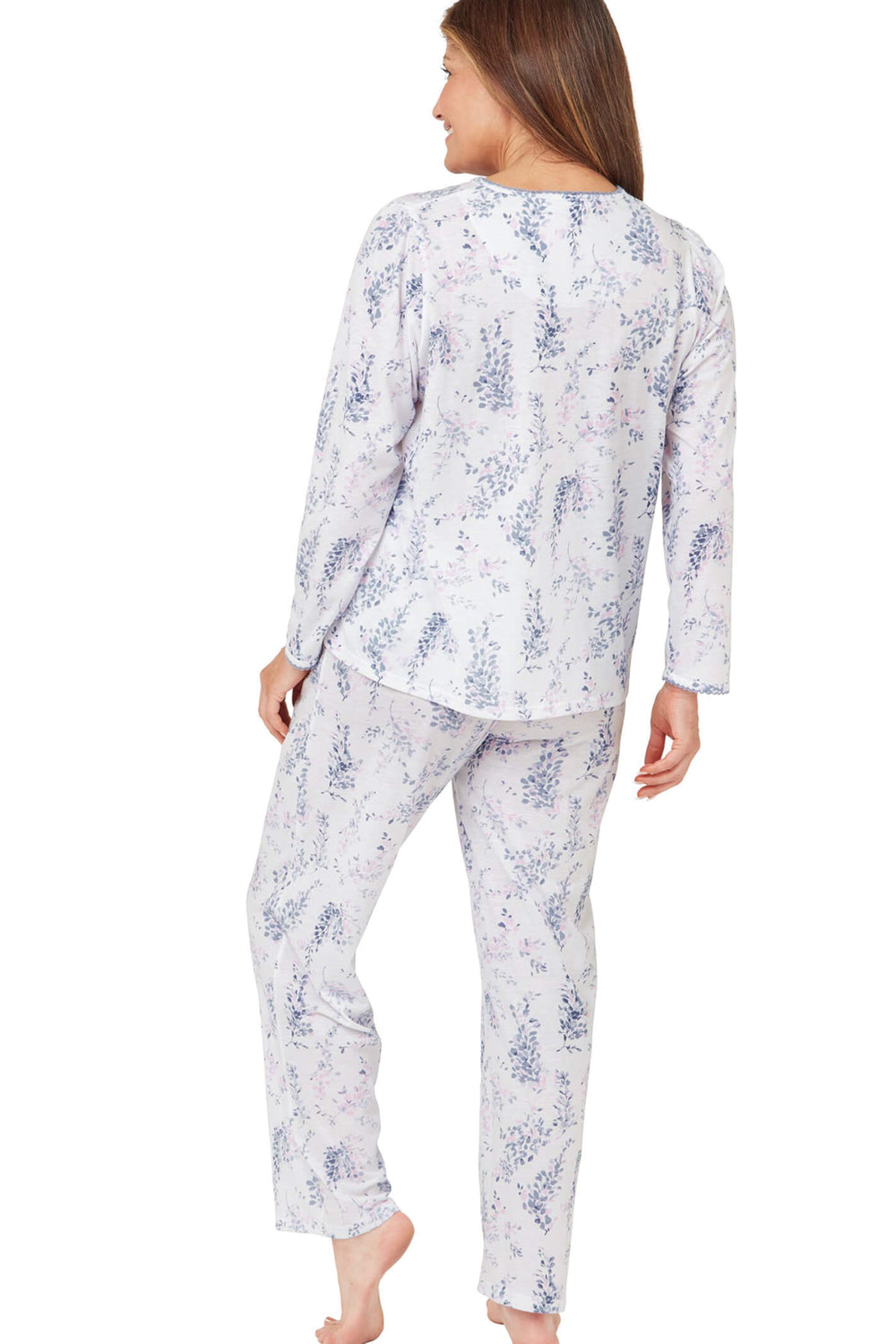 Marlon MA38302 Blue Wisteria Print Jersey Long Sleeve Pyjamas - Shirley Allum Boutique