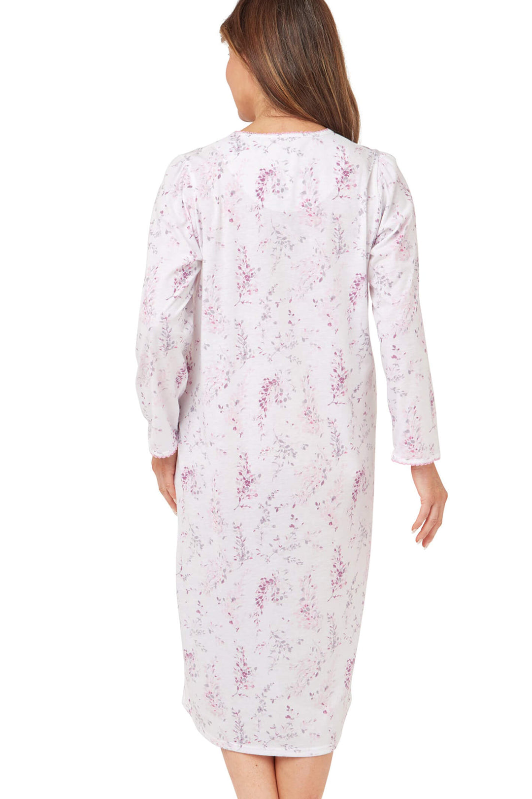 Marlon MA38310 Pink Wisteria Print Long Sleeve Nightdress - Shirley Allum Boutique