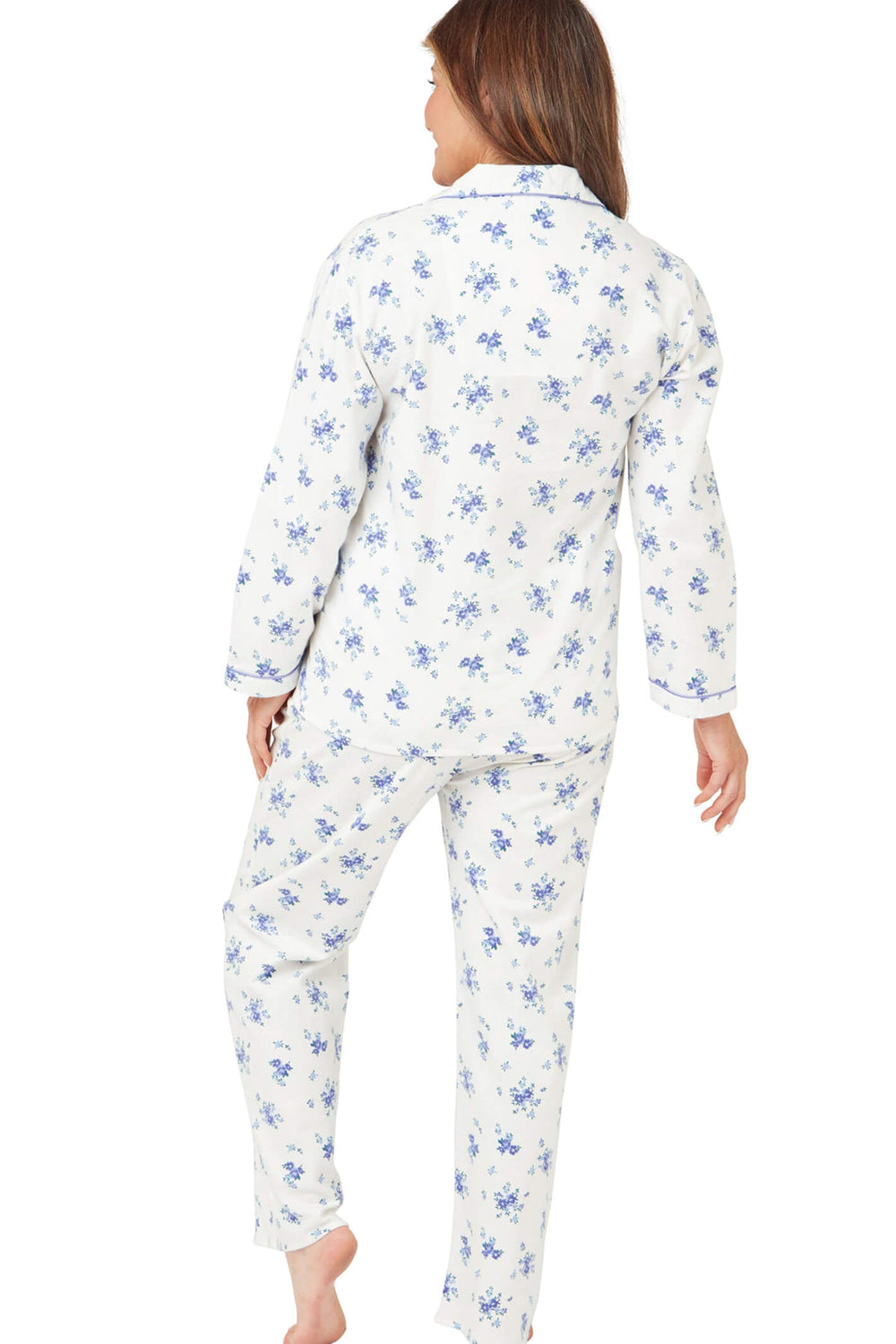 Marlon MA38315 Blue Floral Bouquet Brushed Cotton Winceyette Pyjama - Shirley Allum Boutique