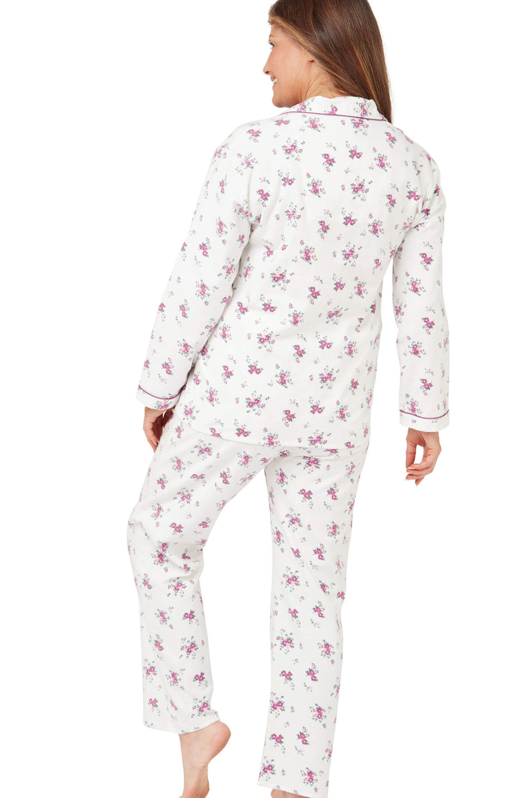 Marlon MA38315 Pink Floral Bouquet Brushed Cotton Winceyette Pyjama - Shirley Allum Boutique