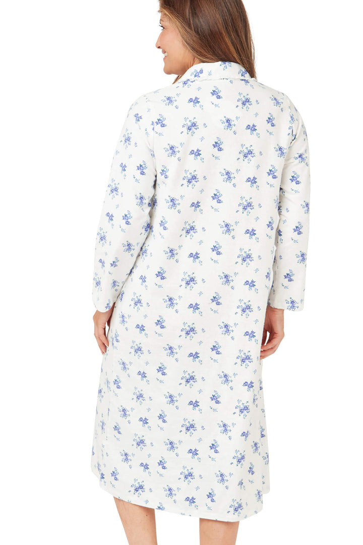 Marlon MA38316 Blue Floral Bouquet Winceyette Long Sleeve Nightdress - Shirley Allum Boutique