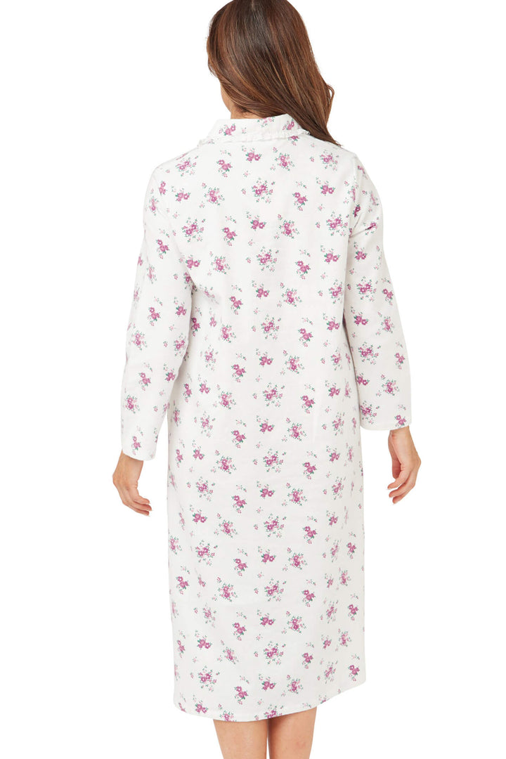 Marlon MA38316 Pink Floral Bouquet Winceyette Long Sleeve Nightdress - Shirley Allum Boutique