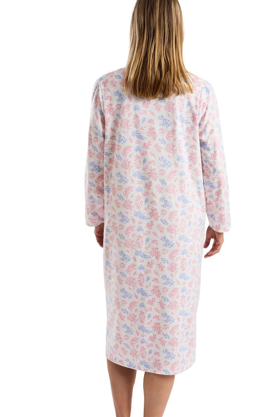 Marlon MA45738 Pink Winter Leaf 40" Fleece Nightdress