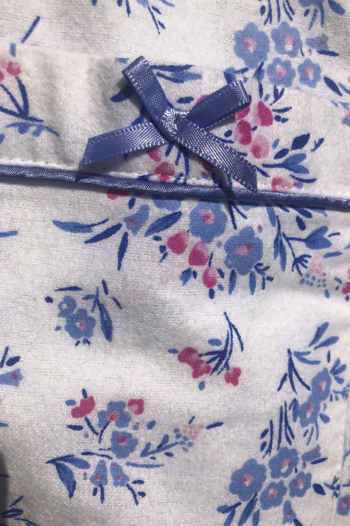 Marlon MA45751 Blue Floral Bouquet Print Cosy Wincyette Revere Collar Pyjama