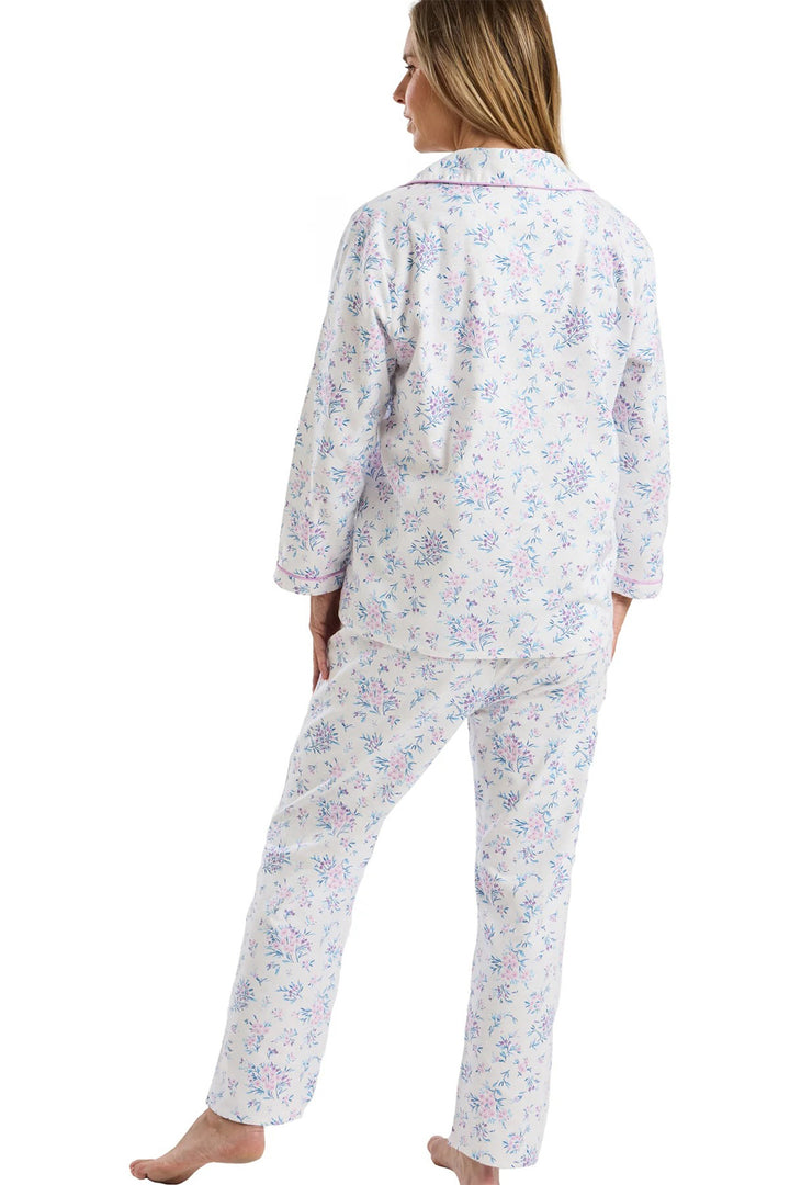 Marlon MA45751 Lavender Floral Bouquet Print Cosy Wincyette Revere Collar Pyjama