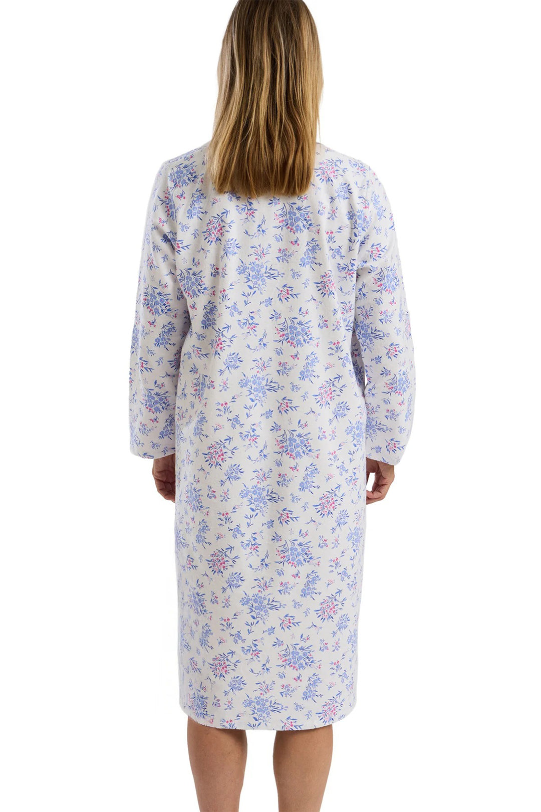 Marlon MA45752 Blue Floral Bouquet Print Soft Brushed Cotton Nightdress