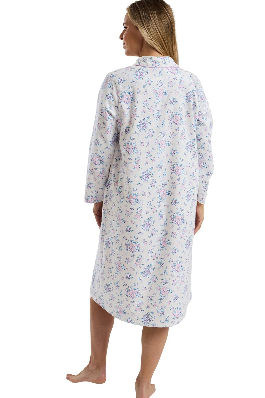 Marlon MA45752 Lavender Floral Bouquet Print Soft Brushed Cotton Nightdress