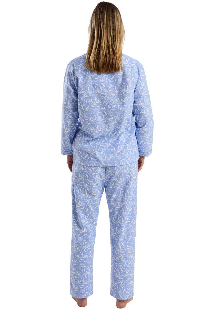 Marlon MA45753 Blue Pretty Vine Print Cosy Wincyette Revere Collar Pyjama