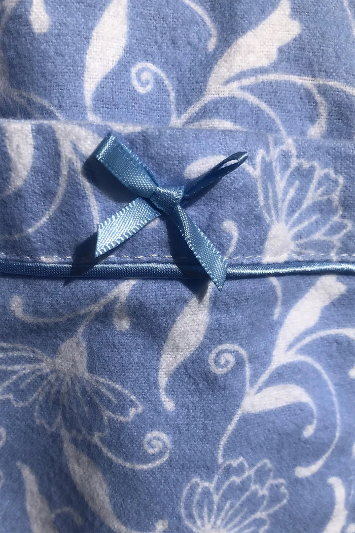 Marlon MA45753 Blue Pretty Vine Print Cosy Wincyette Revere Collar Pyjama