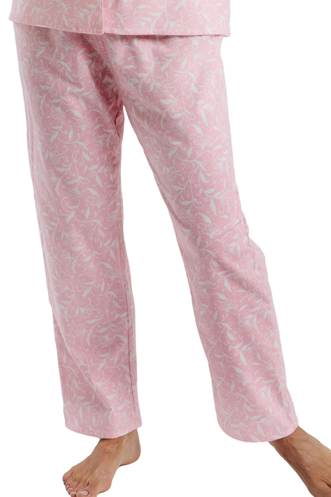 Marlon MA45753 Pink Pretty Vine Print Cosy Wincyette Revere Collar Pyjama