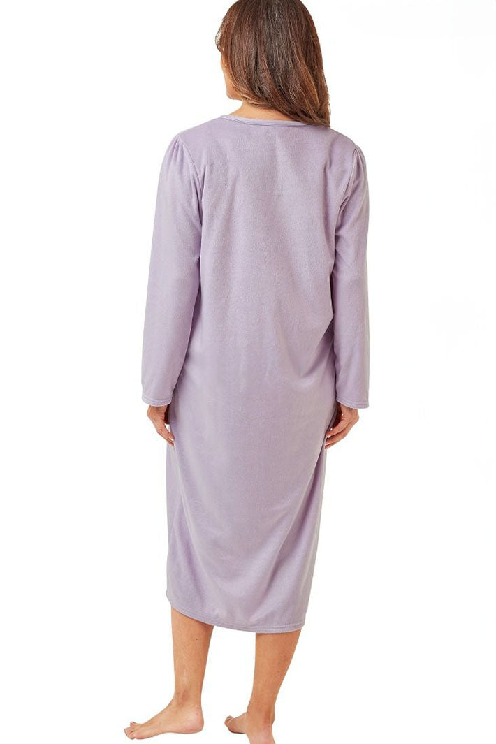 Marlon Nightdress Plain Fleece Lavender MA42448 - Shirley Allum Boutique