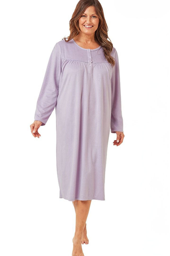 Marlon Nightdress Plain Fleece Lavender MA42448 - Shirley Allum Boutique