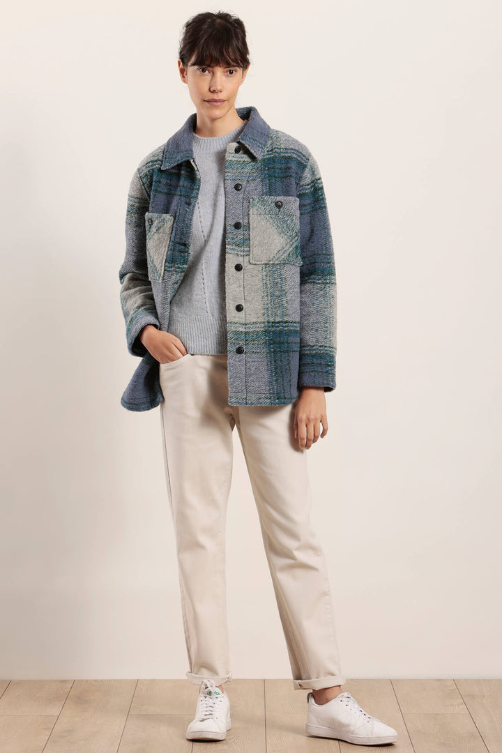 Mat De Misaine 23H-Ventura-38802 Blue CRX Horizon Check Jacket - Shirley Allum Boutique