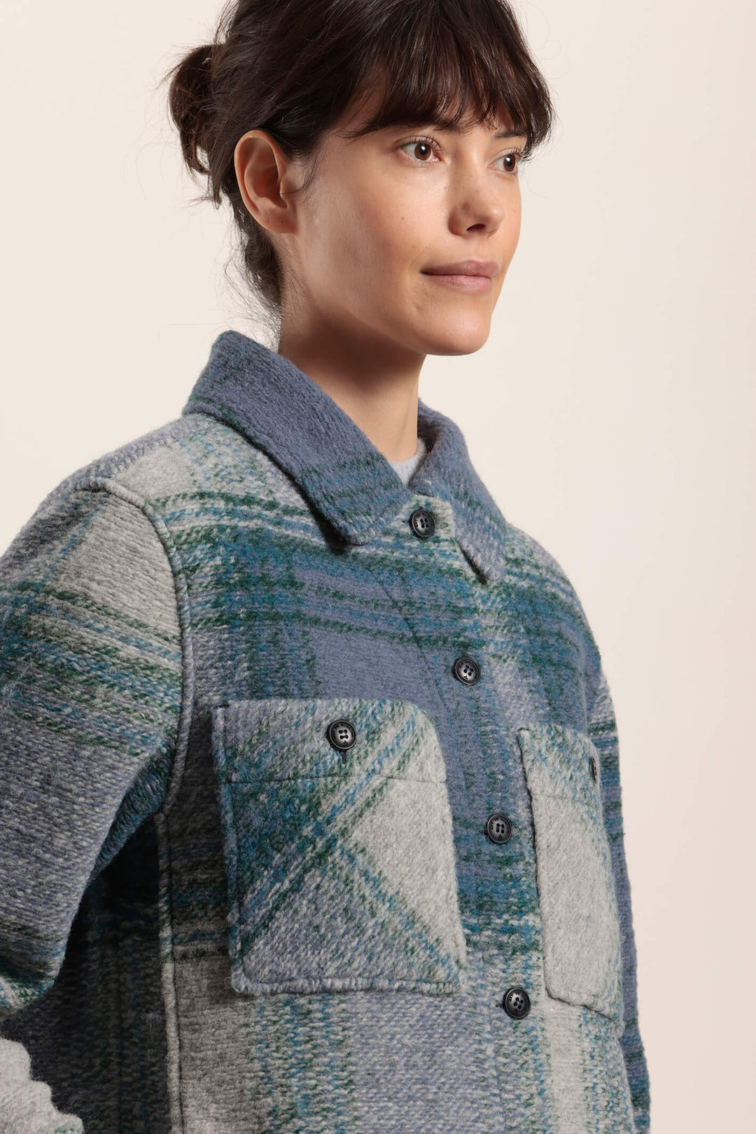 Mat De Misaine 23H-Ventura-38802 Blue CRX Horizon Check Jacket - Shirley Allum Boutique