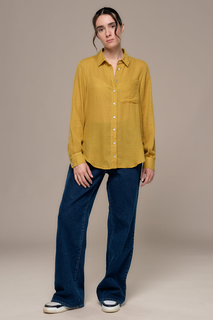 Mat de Misaine Anis Yellow Blouse CUBA-25269, front full length