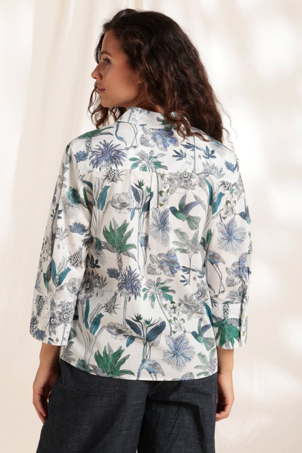 Mat De Misaine Cabourg-3054 I502 White Aonori Print Liberty Fabric Shirt - Shirley Allum Boutique