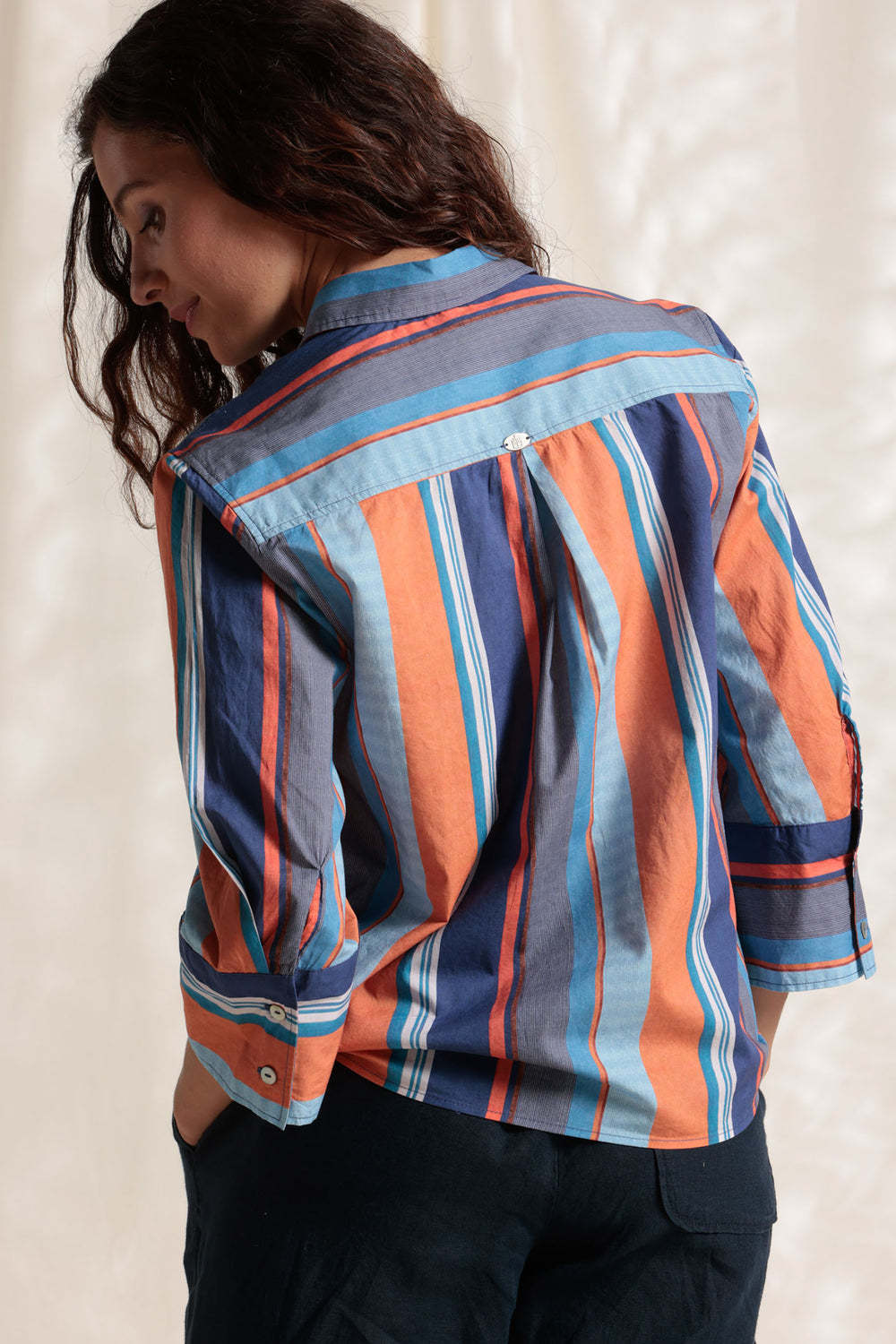Mat De Misaine Cabourg-3054 R206 Blue Raye Vittel Striped Shirt - Shirley Allum Boutique