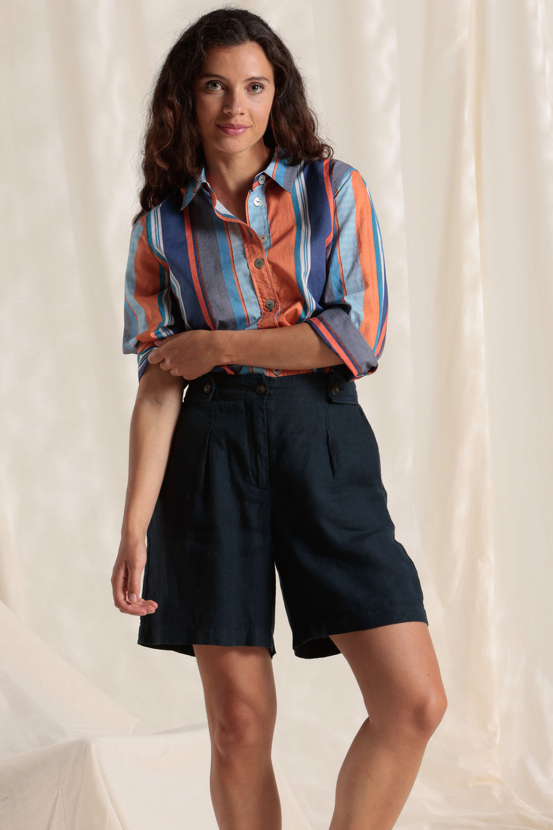 Mat De Misaine Cabourg-3054 R206 Blue Raye Vittel Striped Shirt - Shirley Allum Boutique